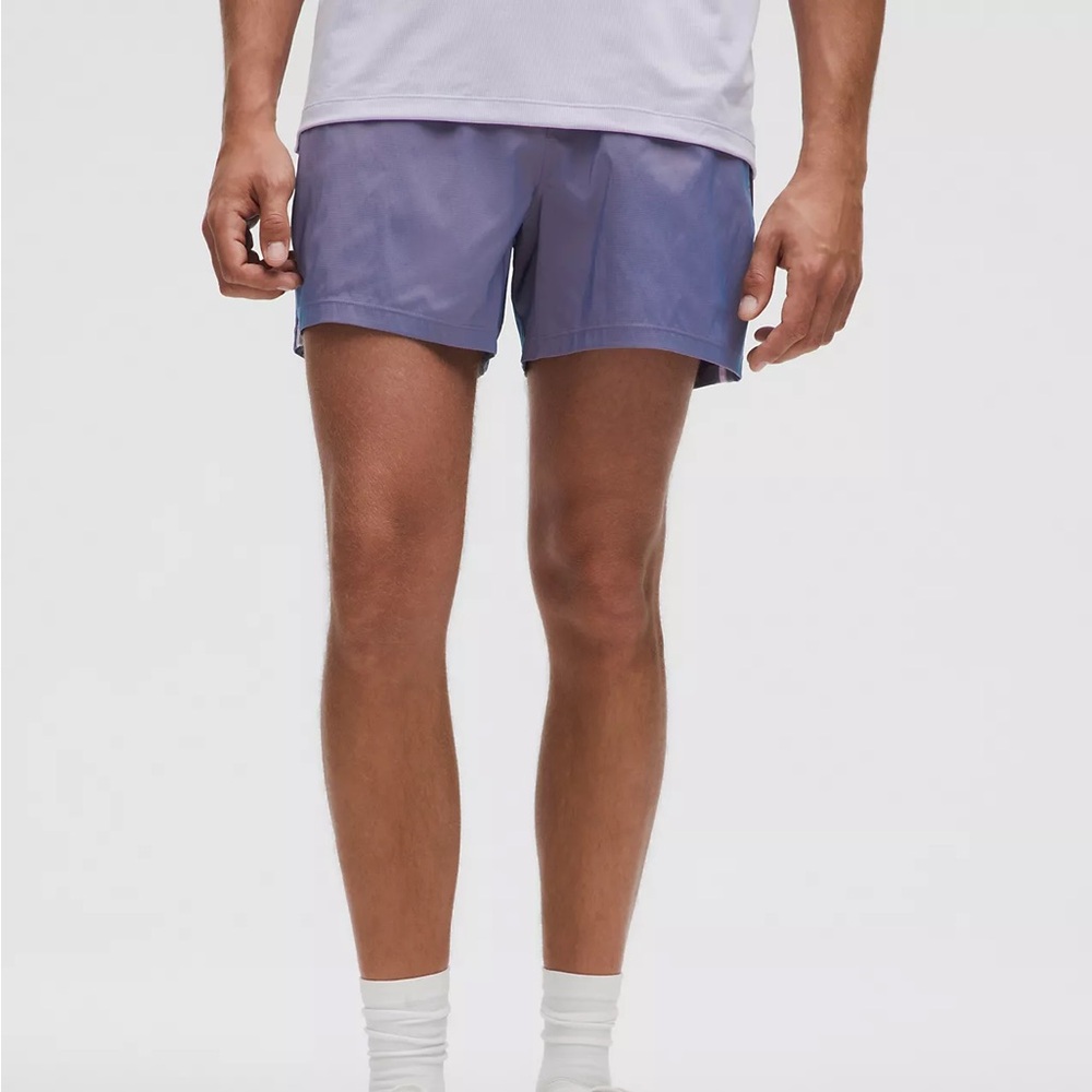 Lululemon Pace Breaker Purple Iridescent Linerless Short 5"